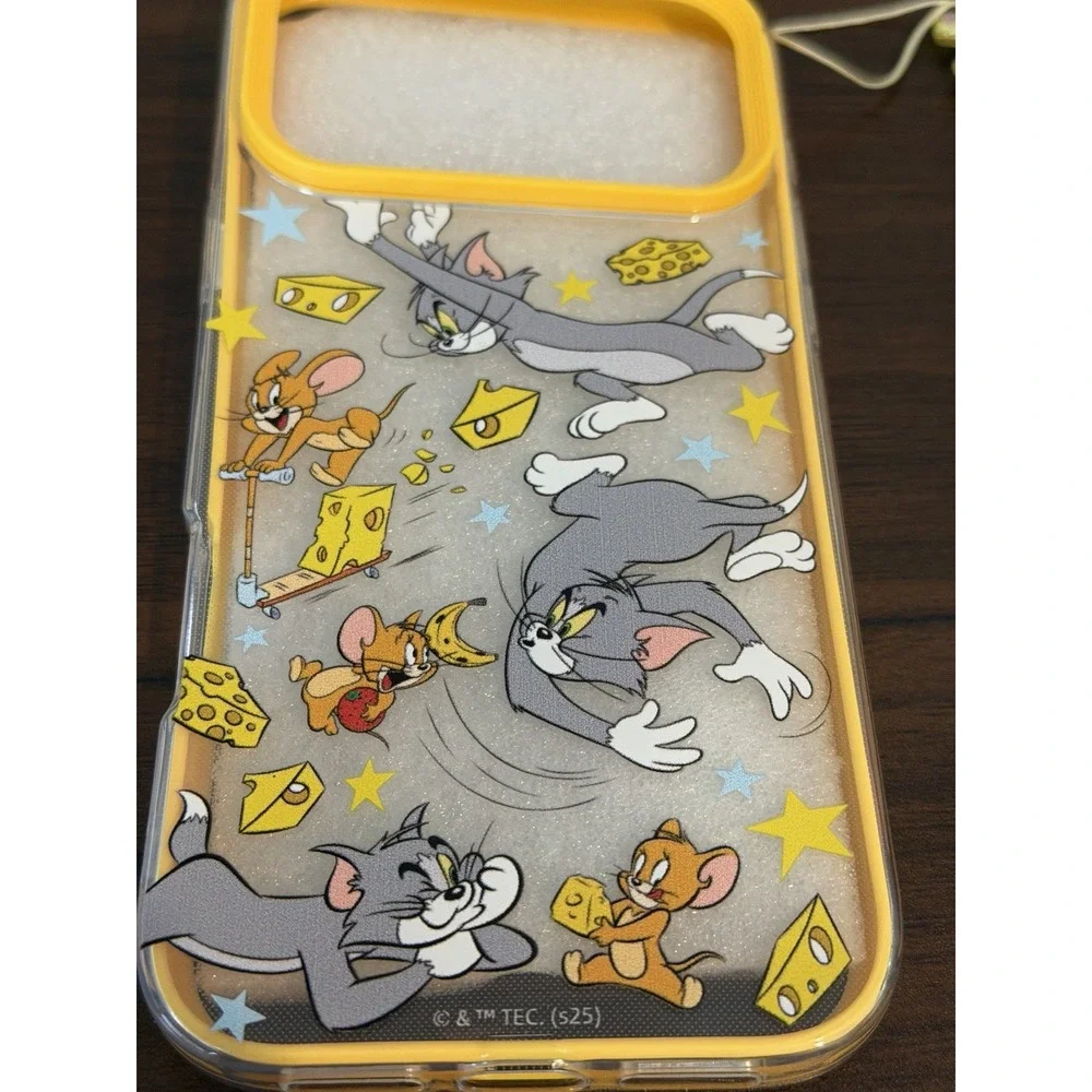 Iphone 17 Pro Max Phone case and strap - transluscent Tom and Jerry Yellow NEW